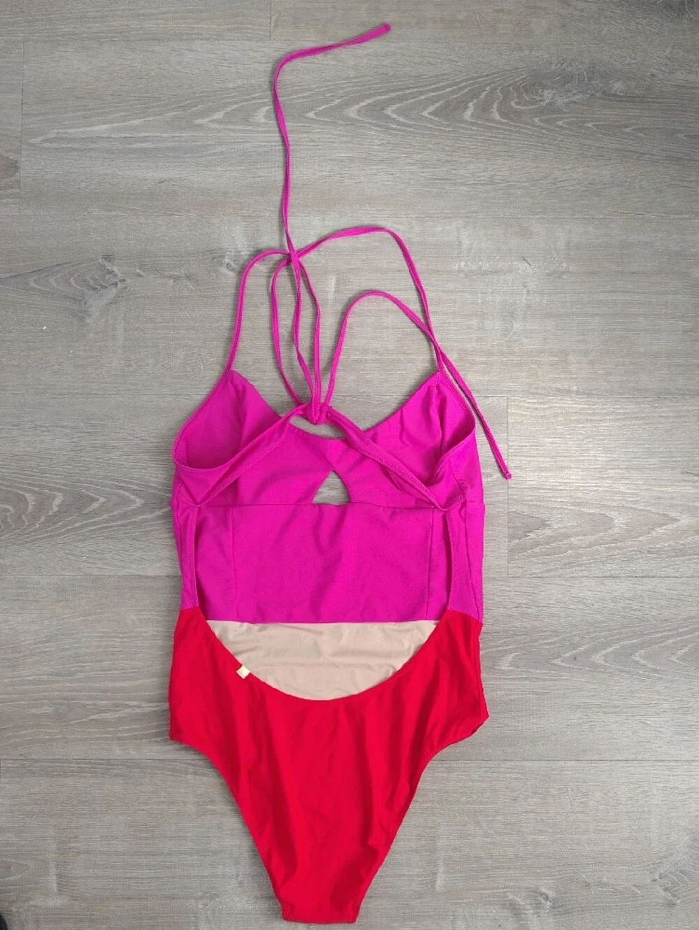 Woman Sumersalt Two-Tone Pink & Red One-Piece Swimsuit - Picture 2 of 4